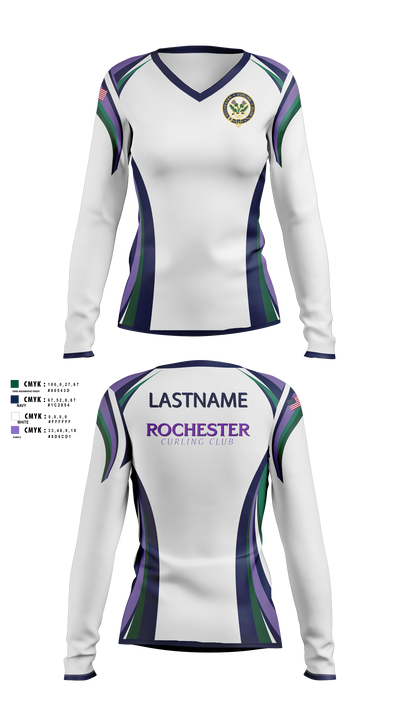 Rochester Curling Club Women's Long Sleeve V-neck Shirt - 101