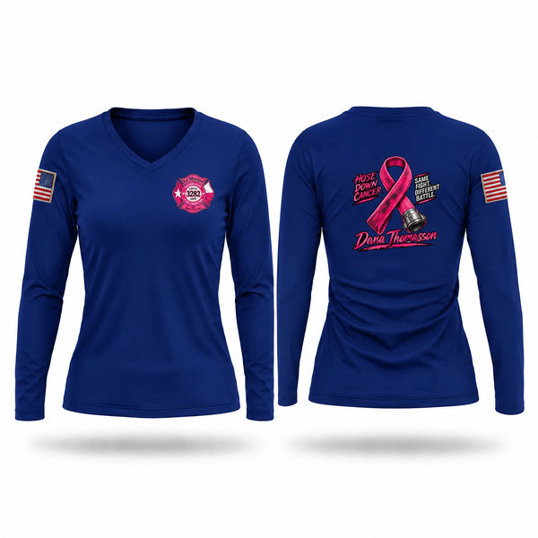 Womens Long Sleeve Vneck Shirt, La Marque 3282 Public, Fire Department, Teamtime, Team time, sublimation, custom sports apparel, team uniforms, spirit wear, spiritwear, sports uniforms, custom shirts, team store, custom team store, fundraiser sports, apparel fundraiser