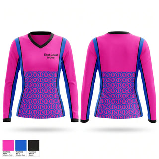 Womens Long Sleeve Vneck Shirt, East Coast Icons, Baseball, Teamtime, Team time, sublimation, custom sports apparel, team uniforms, spirit wear, spiritwear, sports uniforms, custom shirts, team store, custom team store, fundraiser sports, apparel fundraiser