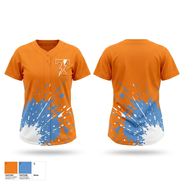 Two Button Softball Jersey, Texas Volts, Softball, Teamtime, Team time, sublimation, custom sports apparel, team uniforms, spirit wear, spiritwear, sports uniforms, custom shirts, team store, custom team store, fundraiser sports, apparel fundraiser