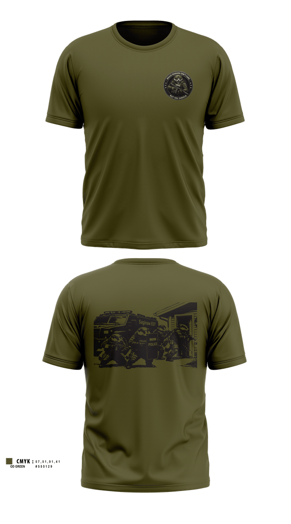 Old School Cotton Feel Shirt, Saginaw Police Emergency Services Team, Police, Teamtime, Team time, sublimation, custom sports apparel, team uniforms, spirit wear, spiritwear, sports uniforms, custom shirts, team store, custom team store, fundraiser sports, apparel fundraiser