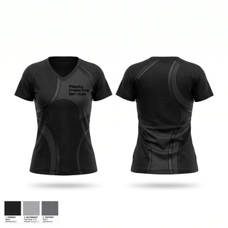 Womens Short Sleeve Vneck Shirt, Fidelity Protective Services, , Teamtime, Team time, sublimation, custom sports apparel, team uniforms, spirit wear, spiritwear, sports uniforms, custom shirts, team store, custom team store, fundraiser sports, apparel fundraiser