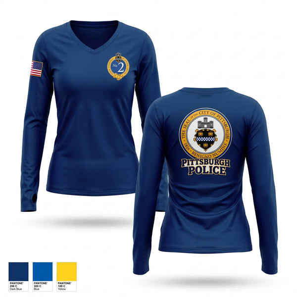 Womens Long Sleeve Vneck Shirt, PBP, Police, Teamtime, Team time, sublimation, custom sports apparel, team uniforms, spirit wear, spiritwear, sports uniforms, custom shirts, team store, custom team store, fundraiser sports, apparel fundraiser