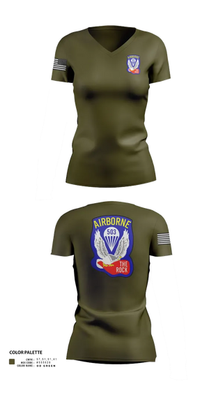Womens Short Sleeve Vneck Shirt, 1st Battalion 503rd Infantry Regiment, , Teamtime, Team time, sublimation, custom sports apparel, team uniforms, spirit wear, spiritwear, sports uniforms, custom shirts, team store, custom team store, fundraiser sports, apparel fundraiser