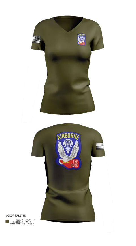 Womens Short Sleeve Vneck Shirt, 1st Battalion 503rd Infantry Regiment, , Teamtime, Team time, sublimation, custom sports apparel, team uniforms, spirit wear, spiritwear, sports uniforms, custom shirts, team store, custom team store, fundraiser sports, apparel fundraiser
