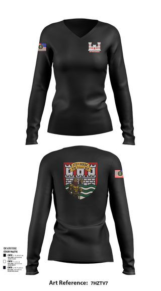 Womens Long Sleeve Vneck Shirt, 175th MRBC, , Teamtime, Team time, sublimation, custom sports apparel, team uniforms, spirit wear, spiritwear, sports uniforms, custom shirts, team store, custom team store, fundraiser sports, apparel fundraiser