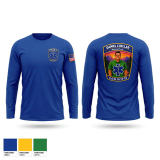 Long Sleeve Performance Shirt, Daniel Cuellar Memorial Fund, EMS/EMT, Teamtime, Team time, sublimation, custom sports apparel, team uniforms, spirit wear, spiritwear, sports uniforms, custom shirts, team store, custom team store, fundraiser sports, apparel fundraiser