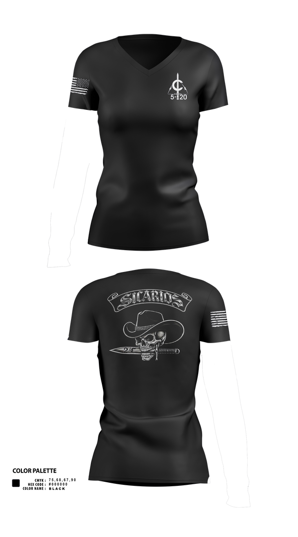 Womens Short Sleeve Vneck Shirt, 2/C Sicarios, Army, Teamtime, Team time, sublimation, custom sports apparel, team uniforms, spirit wear, spiritwear, sports uniforms, custom shirts, team store, custom team store, fundraiser sports, apparel fundraiser