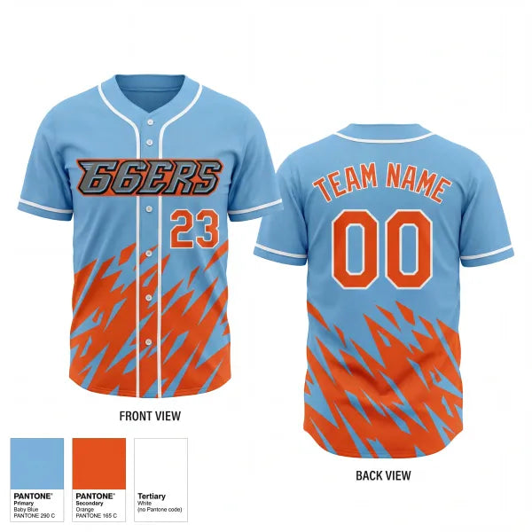 Full Button Baseball Jersey, 66ers, Baseball, Teamtime, Team time, sublimation, custom sports apparel, team uniforms, spirit wear, spiritwear, sports uniforms, custom shirts, team store, custom team store, fundraiser sports, apparel fundraiser