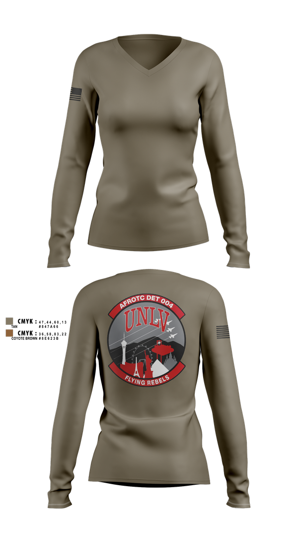 Womens Long Sleeve Vneck Shirt, Flying Rebels, , Teamtime, Team time, sublimation, custom sports apparel, team uniforms, spirit wear, spiritwear, sports uniforms, custom shirts, team store, custom team store, fundraiser sports, apparel fundraiser