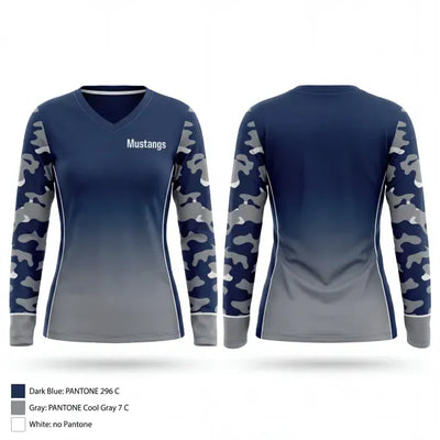 Mustangs 2273022 Women's Long Sleeve V-neck Shirt - 1