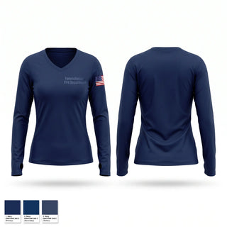 Womens Long Sleeve Vneck Shirt, Forum-Alabam Fire Department, Fire Department, Teamtime, Team time, sublimation, custom sports apparel, team uniforms, spirit wear, spiritwear, sports uniforms, custom shirts, team store, custom team store, fundraiser sports, apparel fundraiser