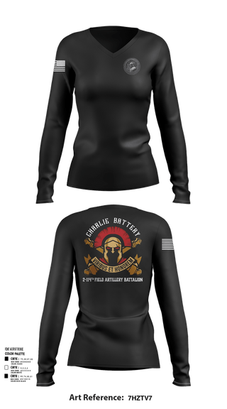 Womens Long Sleeve Vneck Shirt, Charlie Battery 2-114th FA, , Teamtime, Team time, sublimation, custom sports apparel, team uniforms, spirit wear, spiritwear, sports uniforms, custom shirts, team store, custom team store, fundraiser sports, apparel fundraiser