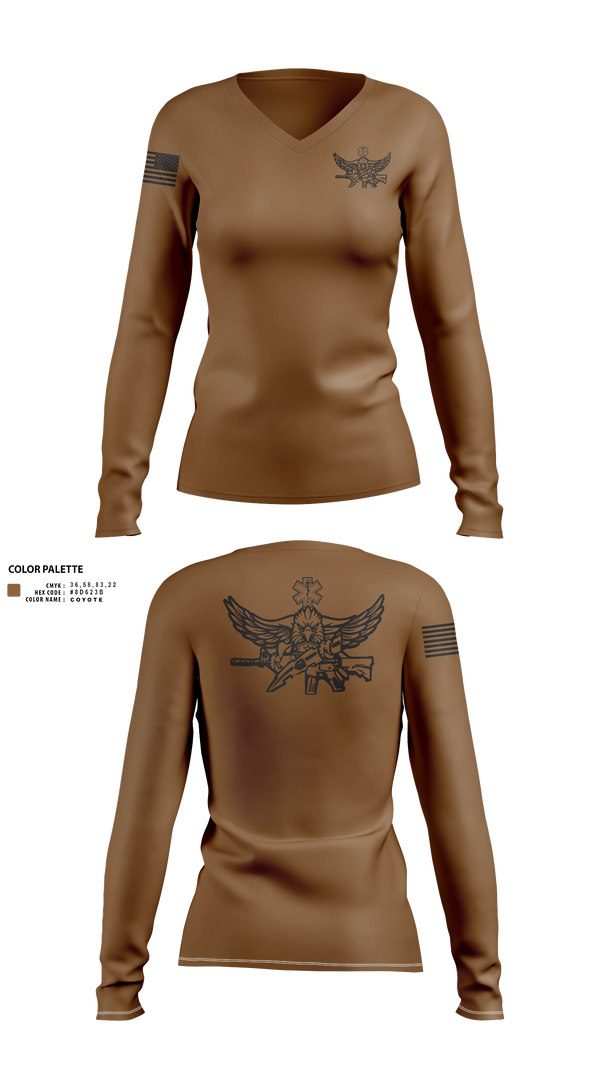 Womens Long Sleeve Vneck Shirt, TFG Firearms Training, , Teamtime, Team time, sublimation, custom sports apparel, team uniforms, spirit wear, spiritwear, sports uniforms, custom shirts, team store, custom team store, fundraiser sports, apparel fundraiser