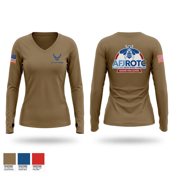 Womens Long Sleeve Vneck Shirt, AFJROTC CA-20001, Air Force, Teamtime, Team time, sublimation, custom sports apparel, team uniforms, spirit wear, spiritwear, sports uniforms, custom shirts, team store, custom team store, fundraiser sports, apparel fundraiser