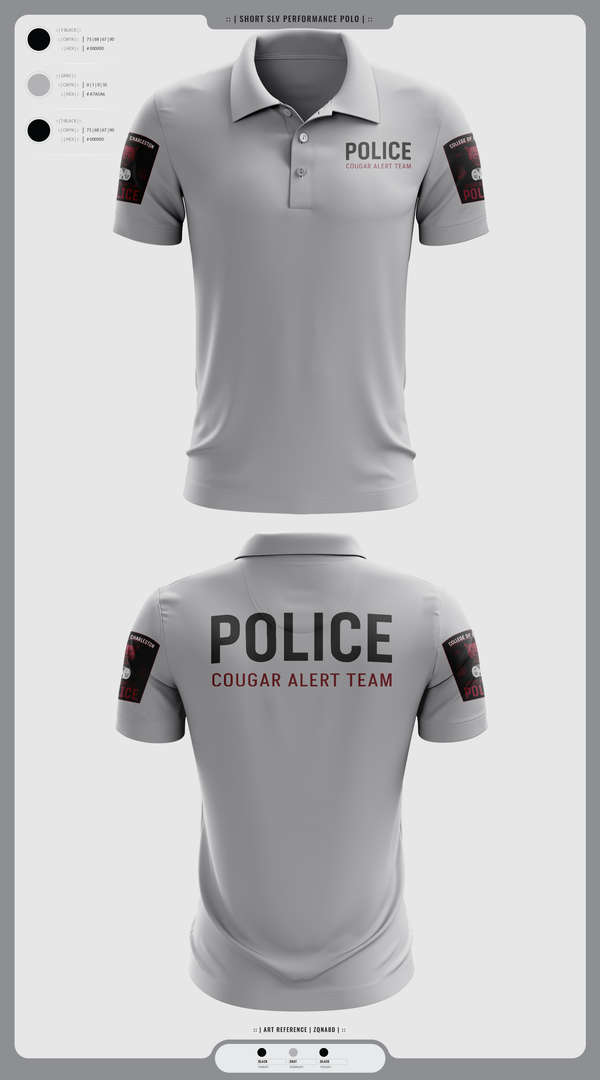Short Sleeve Performance Polo, Cougar Alert Team 1, Police, Teamtime, Team time, sublimation, custom sports apparel, team uniforms, spirit wear, spiritwear, sports uniforms, custom shirts, team store, custom team store, fundraiser sports, apparel fundraiser
