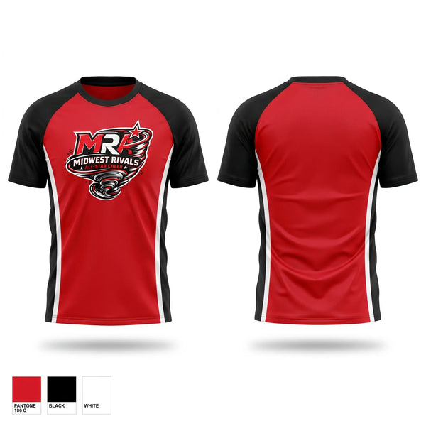 Soft Poly Tee Cotton Like Feel, Midwest Rivals Allstar, Cheer, Teamtime, Team time, sublimation, custom sports apparel, team uniforms, spirit wear, spiritwear, sports uniforms, custom shirts, team store, custom team store, fundraiser sports, apparel fundraiser