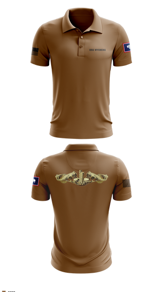 Short Sleeve Performance Polo, USS WYOMING, Navy, Teamtime, Team time, sublimation, custom sports apparel, team uniforms, spirit wear, spiritwear, sports uniforms, custom shirts, team store, custom team store, fundraiser sports, apparel fundraiser