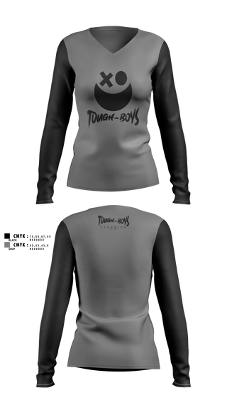 Womens Long Sleeve Vneck Shirt, Tough-Boys, , Teamtime, Team time, sublimation, custom sports apparel, team uniforms, spirit wear, spiritwear, sports uniforms, custom shirts, team store, custom team store, fundraiser sports, apparel fundraiser