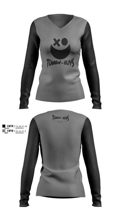 Tough-Boys Women's Long Sleeve V-neck Shirt - 3