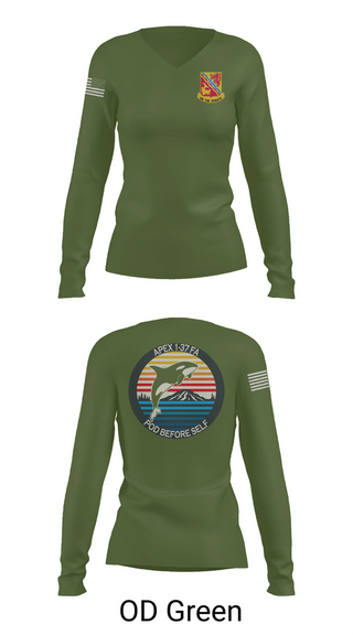 Womens Long Sleeve Vneck Shirt, A BTRY, 1-37FAR, , Teamtime, Team time, sublimation, custom sports apparel, team uniforms, spirit wear, spiritwear, sports uniforms, custom shirts, team store, custom team store, fundraiser sports, apparel fundraiser