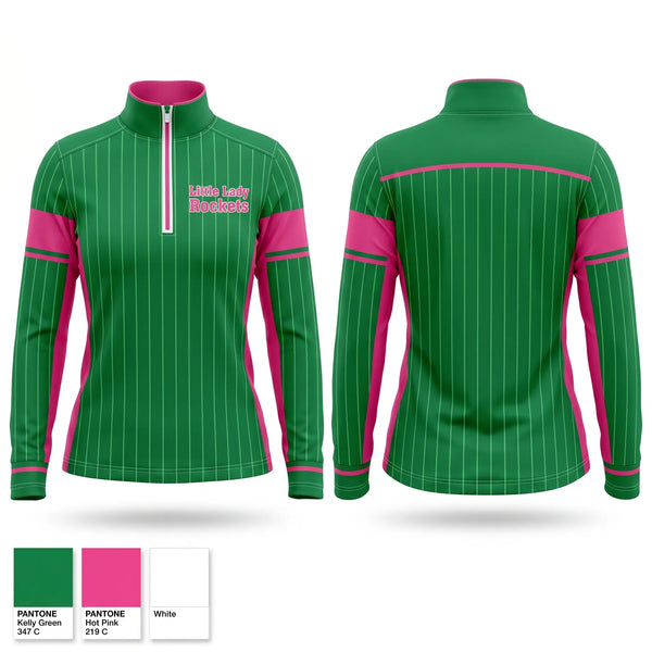 Quarter Zip Jacket, Little Lady Rockets, Softball, Teamtime, Team time, sublimation, custom sports apparel, team uniforms, spirit wear, spiritwear, sports uniforms, custom shirts, team store, custom team store, fundraiser sports, apparel fundraiser