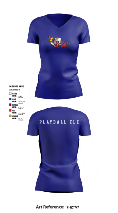 B Buzz Baseball League 75019054 Women's Short Sleeve V-neck Shirt - 5