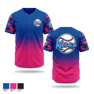 Full Button Baseball Jersey, KAOS, Baseball, Teamtime, Team time, sublimation, custom sports apparel, team uniforms, spirit wear, spiritwear, sports uniforms, custom shirts, team store, custom team store, fundraiser sports, apparel fundraiser