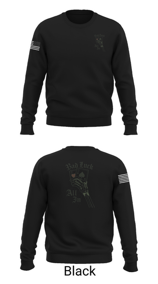 Crew Neck Sweatshirt, 4th plt bad luck, Army, Teamtime, Team time, sublimation, custom sports apparel, team uniforms, spirit wear, spiritwear, sports uniforms, custom shirts, team store, custom team store, fundraiser sports, apparel fundraiser