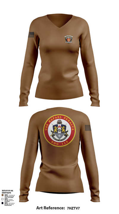 USS Rafael Peralta DDG 115 35678200 Women's Long Sleeve V-neck Shirt - 101