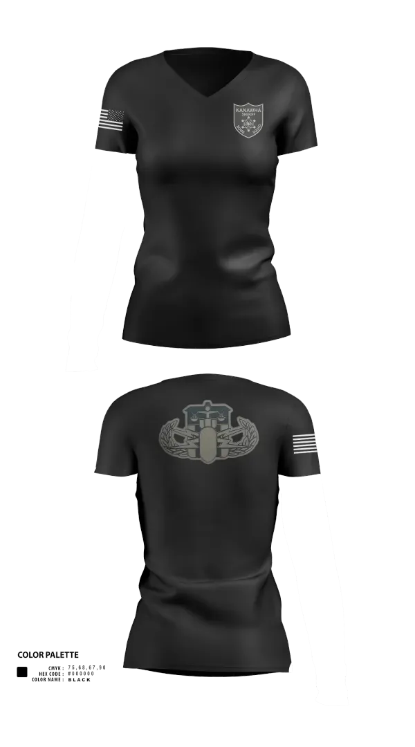 Womens Short Sleeve Vneck Shirt, Kanawha Sheriff Bomb Squad, Police, Teamtime, Team time, sublimation, custom sports apparel, team uniforms, spirit wear, spiritwear, sports uniforms, custom shirts, team store, custom team store, fundraiser sports, apparel fundraiser