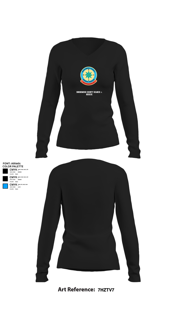 Womens Long Sleeve Vneck Shirt, Snohomish County Search & Rescue, , Teamtime, Team time, sublimation, custom sports apparel, team uniforms, spirit wear, spiritwear, sports uniforms, custom shirts, team store, custom team store, fundraiser sports, apparel fundraiser