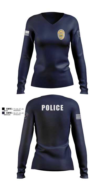 McCordsville Police Department 1417548 Women's Long Sleeve V-neck Shirt - 4