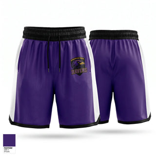 Mens Basketball Shorts, Hindman Park Ravens, Men's Basketball, Teamtime, Team time, sublimation, custom sports apparel, team uniforms, spirit wear, spiritwear, sports uniforms, custom shirts, team store, custom team store, fundraiser sports, apparel fundraiser