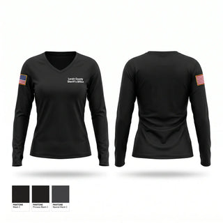 Womens Long Sleeve Vneck Shirt, Lorain County Sheriff’s Office, Police, Teamtime, Team time, sublimation, custom sports apparel, team uniforms, spirit wear, spiritwear, sports uniforms, custom shirts, team store, custom team store, fundraiser sports, apparel fundraiser