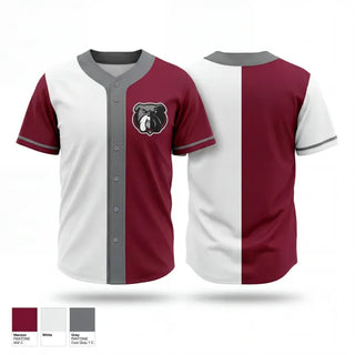 Full Button Baseball Jersey, St. Richard’s Bulldogs, Baseball, Teamtime, Team time, sublimation, custom sports apparel, team uniforms, spirit wear, spiritwear, sports uniforms, custom shirts, team store, custom team store, fundraiser sports, apparel fundraiser