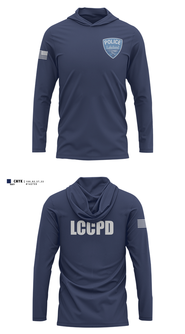 Long Sleeve Performance Shirt with hood, Lakeland Community College Police Department, Police, Teamtime, Team time, sublimation, custom sports apparel, team uniforms, spirit wear, spiritwear, sports uniforms, custom shirts, team store, custom team store, fundraiser sports, apparel fundraiser