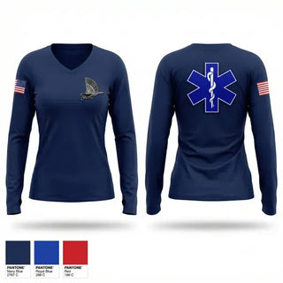 Womens Long Sleeve Vneck Shirt, Hawk Springs Fire and Rescue, EMS/EMT, Teamtime, Team time, sublimation, custom sports apparel, team uniforms, spirit wear, spiritwear, sports uniforms, custom shirts, team store, custom team store, fundraiser sports, apparel fundraiser
