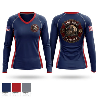 Womens Long Sleeve Vneck Shirt, Putnam county fire rescue, Fire Department, Teamtime, Team time, sublimation, custom sports apparel, team uniforms, spirit wear, spiritwear, sports uniforms, custom shirts, team store, custom team store, fundraiser sports, apparel fundraiser