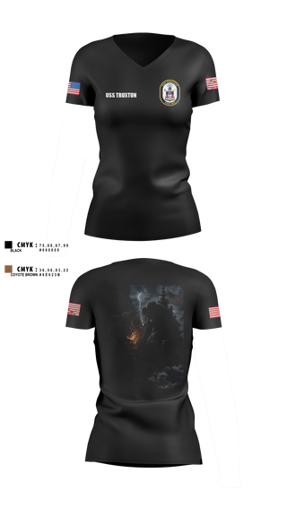 Womens Short Sleeve Vneck Shirt, USS Truxtun DDG 103, Navy, Teamtime, Team time, sublimation, custom sports apparel, team uniforms, spirit wear, spiritwear, sports uniforms, custom shirts, team store, custom team store, fundraiser sports, apparel fundraiser