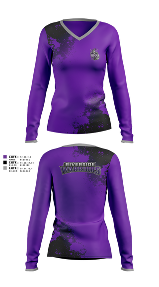 Womens Long Sleeve Vneck Shirt, Warriors, , Teamtime, Team time, sublimation, custom sports apparel, team uniforms, spirit wear, spiritwear, sports uniforms, custom shirts, team store, custom team store, fundraiser sports, apparel fundraiser