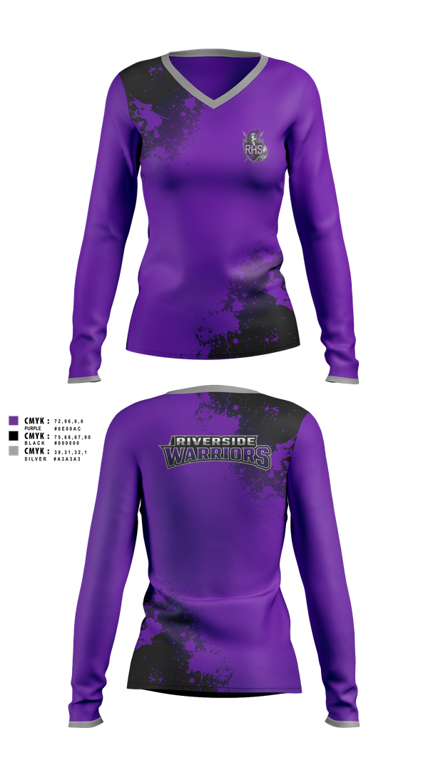 Womens Long Sleeve Vneck Shirt, Warriors, , Teamtime, Team time, sublimation, custom sports apparel, team uniforms, spirit wear, spiritwear, sports uniforms, custom shirts, team store, custom team store, fundraiser sports, apparel fundraiser