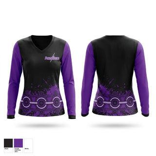 Womens Long Sleeve Vneck Shirt, Burgaw Powerhouse, Softball, Teamtime, Team time, sublimation, custom sports apparel, team uniforms, spirit wear, spiritwear, sports uniforms, custom shirts, team store, custom team store, fundraiser sports, apparel fundraiser
