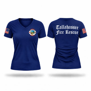 Womens Short Sleeve Vneck Shirt, Tallahassee Fire Protection District, Fire Department, Teamtime, Team time, sublimation, custom sports apparel, team uniforms, spirit wear, spiritwear, sports uniforms, custom shirts, team store, custom team store, fundraiser sports, apparel fundraiser