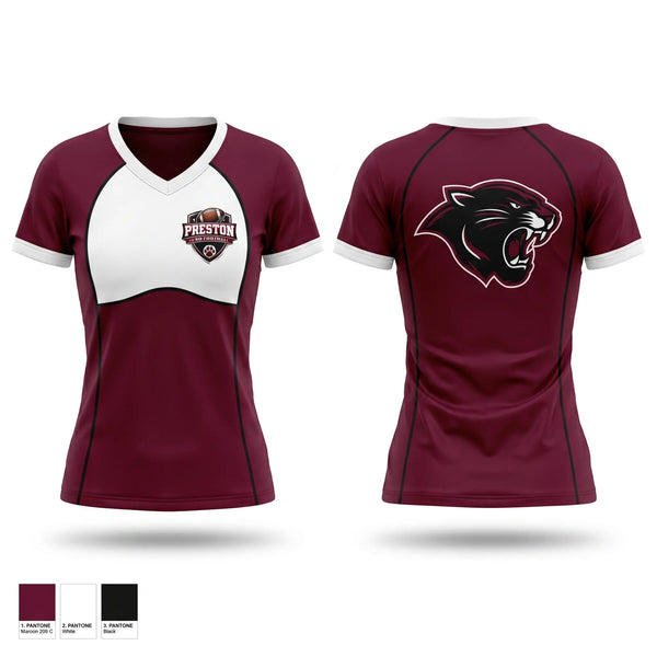 Womens Short Sleeve Vneck Shirt, Preston Panthers, , Teamtime, Team time, sublimation, custom sports apparel, team uniforms, spirit wear, spiritwear, sports uniforms, custom shirts, team store, custom team store, fundraiser sports, apparel fundraiser