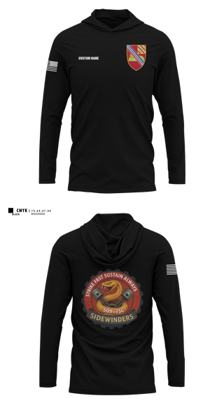 Long Sleeve Hooded Sun Shirt, 509th FSC, Army, Teamtime, Team time, sublimation, custom sports apparel, team uniforms, spirit wear, spiritwear, sports uniforms, custom shirts, team store, custom team store, fundraiser sports, apparel fundraiser