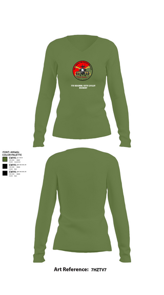 Womens Long Sleeve Vneck Shirt, 7th Squadron, Sixth Cavalry Regiment, , Teamtime, Team time, sublimation, custom sports apparel, team uniforms, spirit wear, spiritwear, sports uniforms, custom shirts, team store, custom team store, fundraiser sports, apparel fundraiser