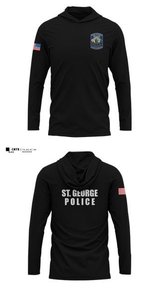 Long Sleeve Performance Shirt with hood, St. George police dept, Police, Teamtime, Team time, sublimation, custom sports apparel, team uniforms, spirit wear, spiritwear, sports uniforms, custom shirts, team store, custom team store, fundraiser sports, apparel fundraiser