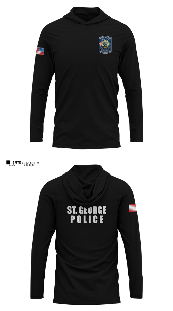Long Sleeve Performance Shirt with hood, St. George police dept, Police, Teamtime, Team time, sublimation, custom sports apparel, team uniforms, spirit wear, spiritwear, sports uniforms, custom shirts, team store, custom team store, fundraiser sports, apparel fundraiser
