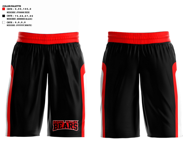 Mens Basketball Shorts, Hatch Valley Bears, Men's Basketball, Teamtime, Team time, sublimation, custom sports apparel, team uniforms, spirit wear, spiritwear, sports uniforms, custom shirts, team store, custom team store, fundraiser sports, apparel fundraiser